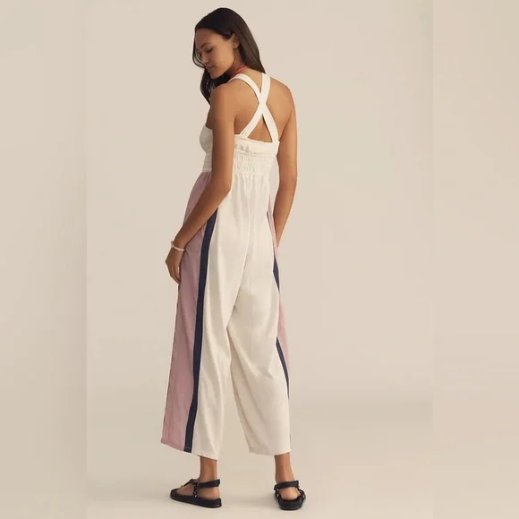 Anthropologie Daily Practice Relaxed Colorblock Jumpsuit Casual Lightweight XS - Picture 2 of 14